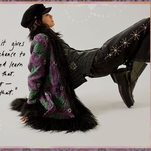 FP x Anna Sui Jacquard Faux Fur Jacket